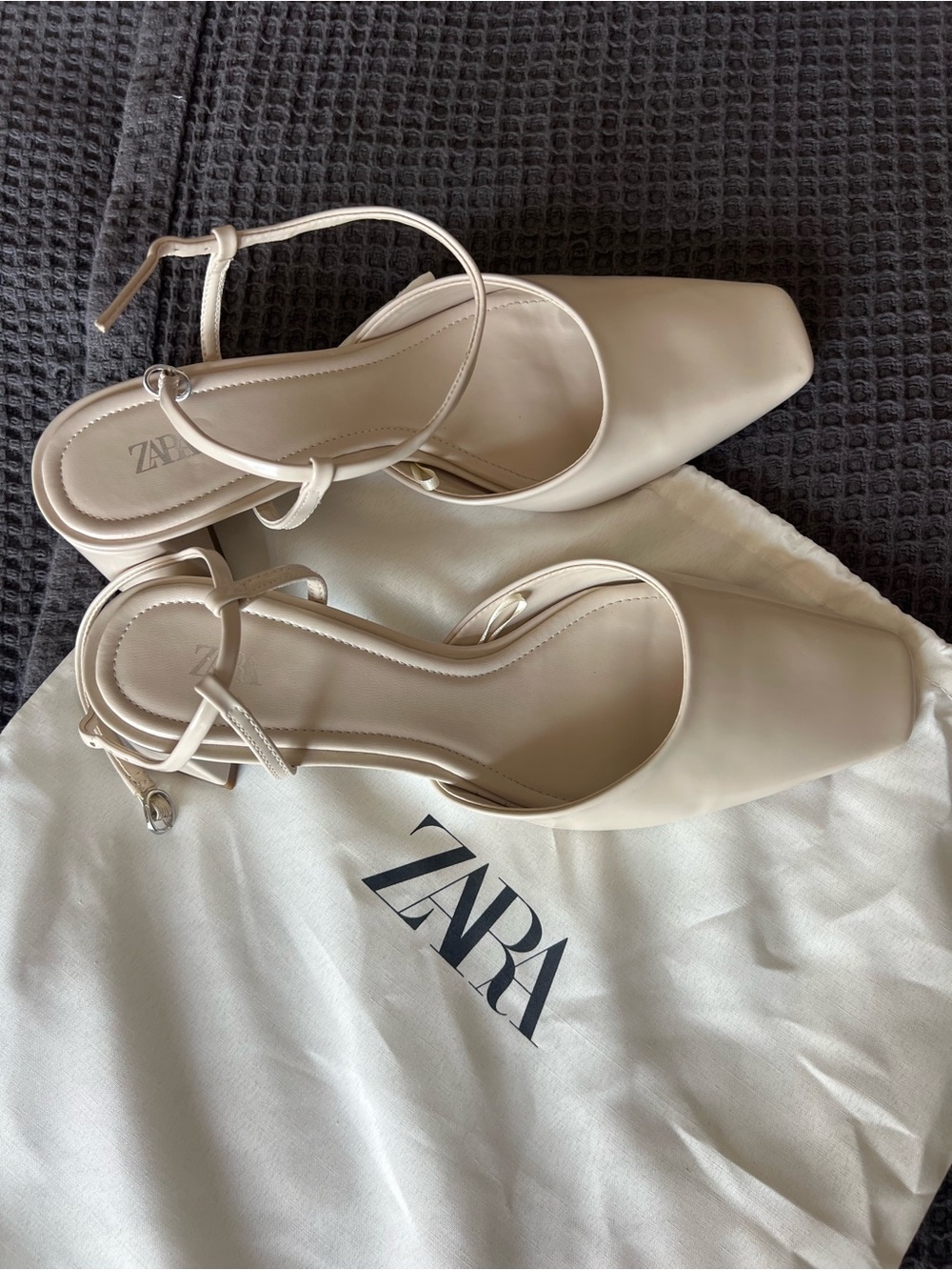 ZARA Nude Beige Square-Toe Strappy Mules - Picture 3 of 4